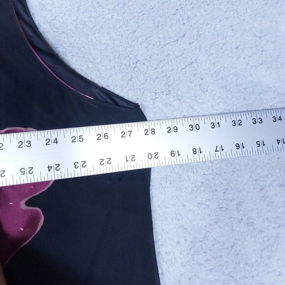 Eva Blue Dress Women 28 Black Floral Chiffon Beaded Asymmetrical Y2K Vintage NWT - Picture 5 of 14